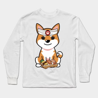 Funny orange dog is a sushi chef Long Sleeve T-Shirt